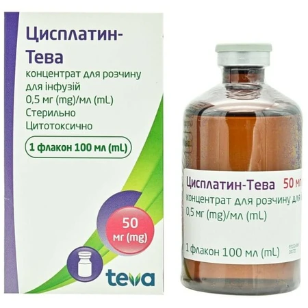 Цисплатин-Тева 0,5 мг/мл концентрат для раствора для инфузий флакон, 100 мл: цены и характеристики