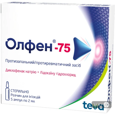 Олфен-75 р-н д/ін. амп. 2 мл №5: ціни та характеристики
