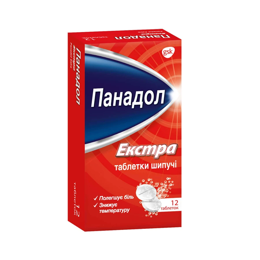 Панадол екстра таблетки шип. №12 (2х6) у стрип.: ціни та характеристики