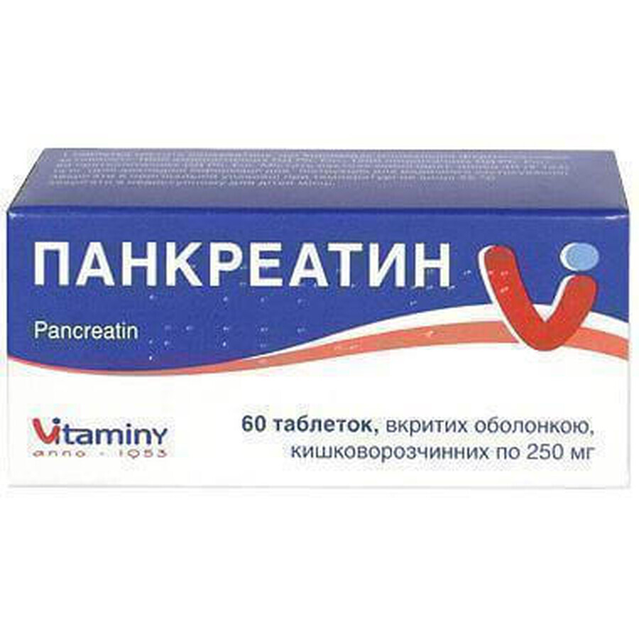 Панкреатин таблетки в/о кишково-розч. 250 мг блістер №60