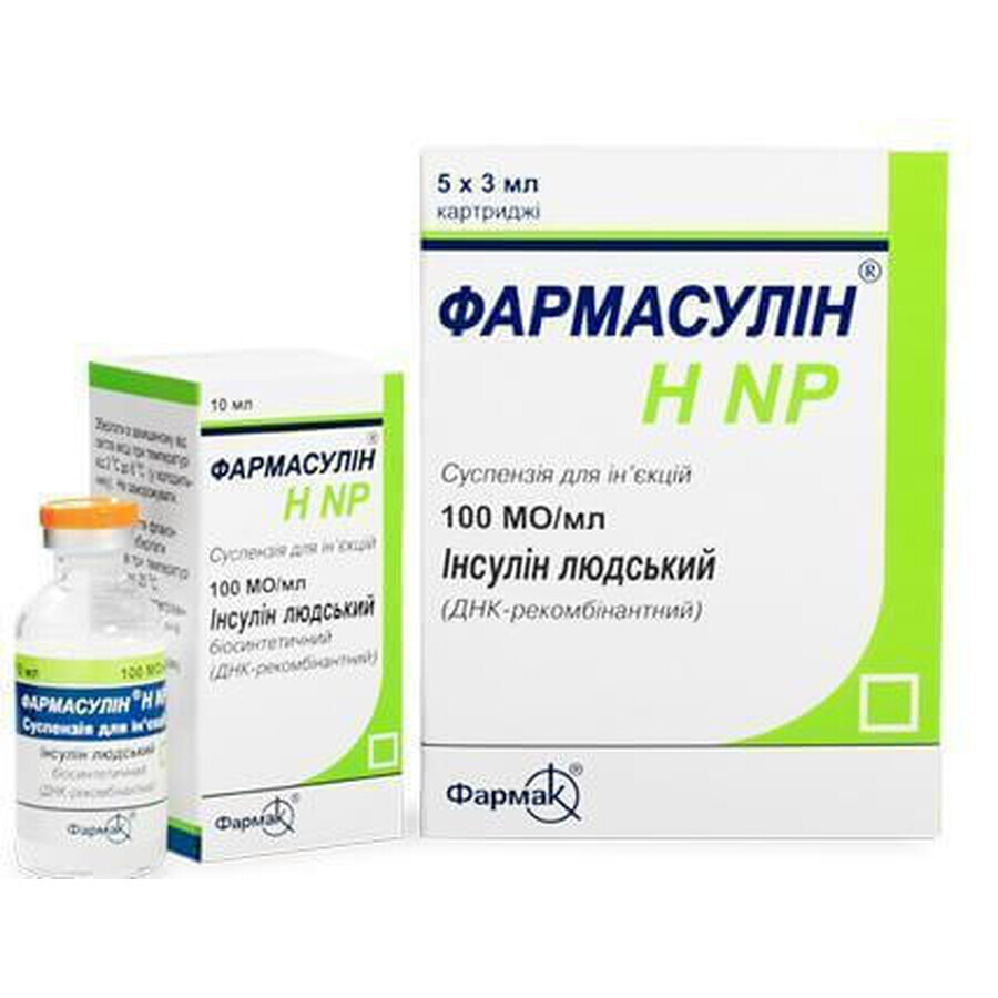 Фармасулин h np суспензия д/ин. 100 МЕ/мл картридж 3 мл №5