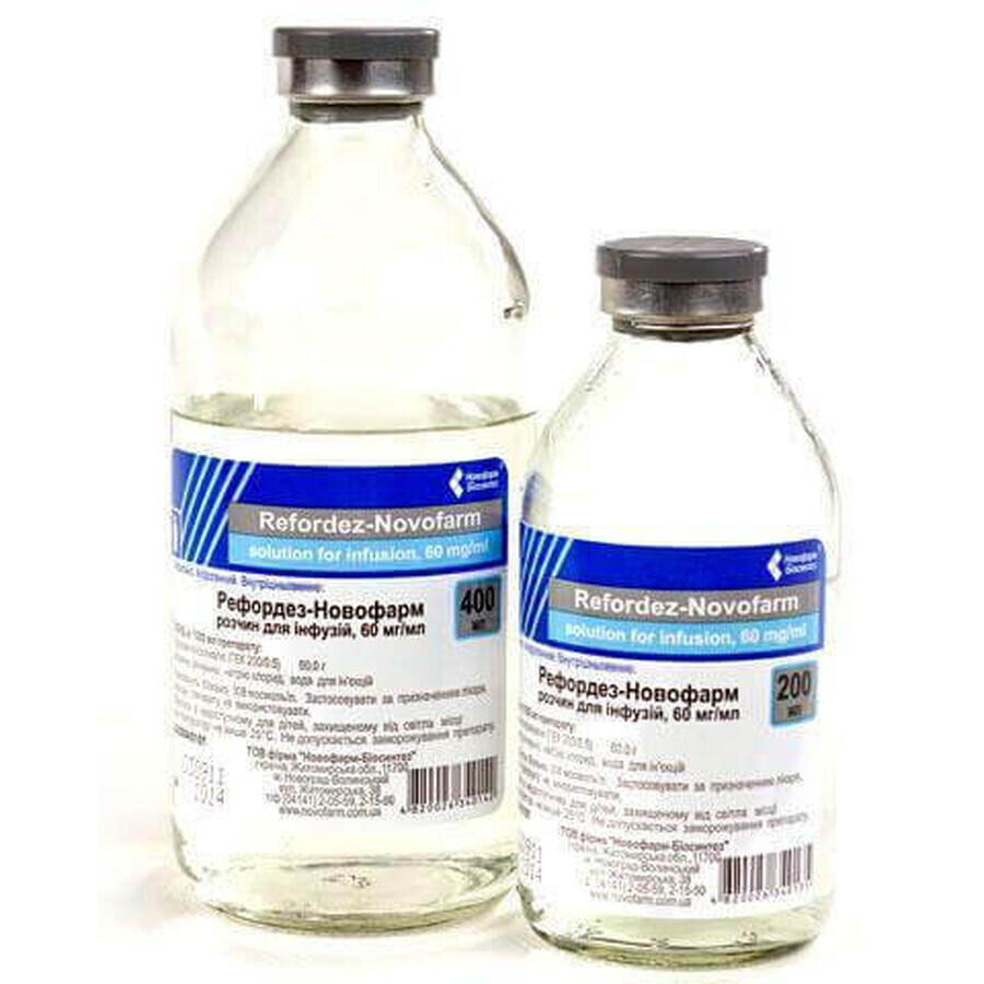 Рефордез-новофарм р-р д/инф. 60 мг/мл бутылка 400 мл: цены и характеристики
