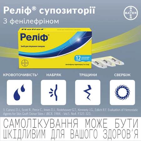 Реліф суп. ректал. 5 мг стрип №12: ціни та характеристики