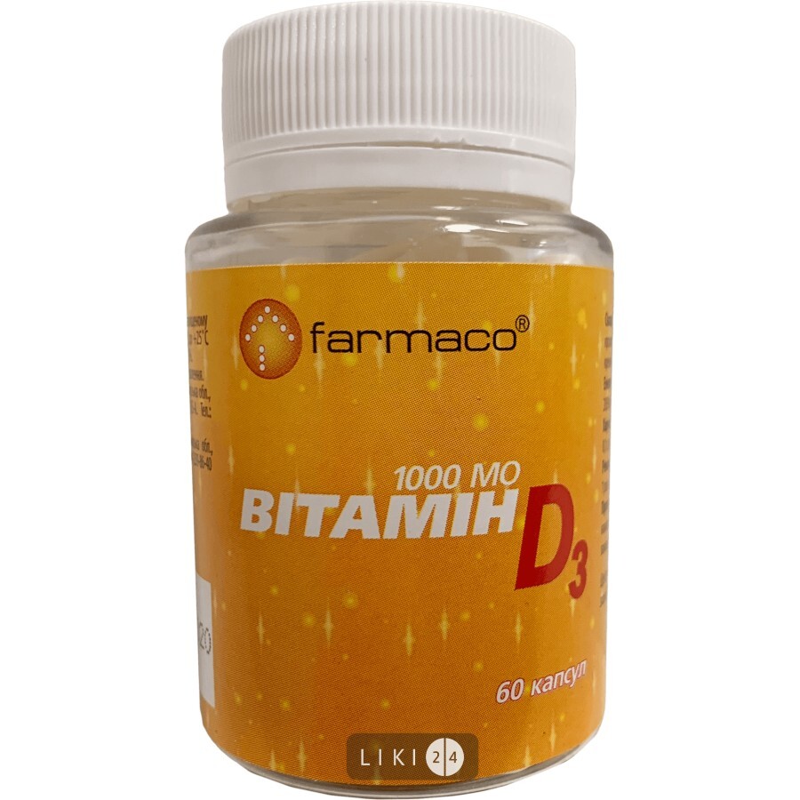 Витамин D3 1000 МЕ Farmaco №60 (капсулы): цены и характеристики