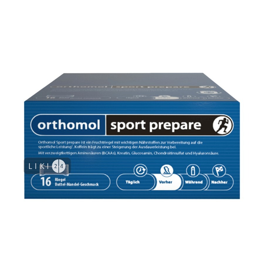 Спортивні батончики Orthomol Sport Prepare 16 шт: ціни та характеристики