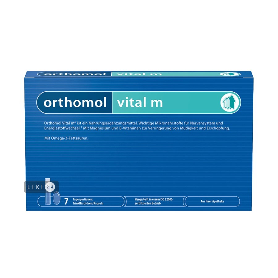 Orthomol Vital M для мужчин от хронической усталости и эмоционального выгорания 7 дней: цены и характеристики
