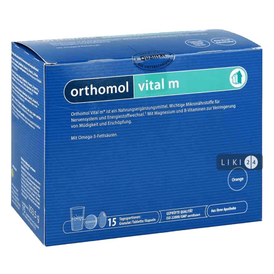 Ортомол Vital M для чоловіків гранули 15 днів: ціни та характеристики
