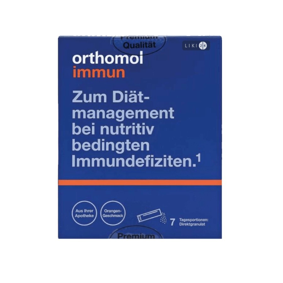 Orthomol Immun Directgranulat Orange  відновлення імунної системи 7 днів: ціни та характеристики