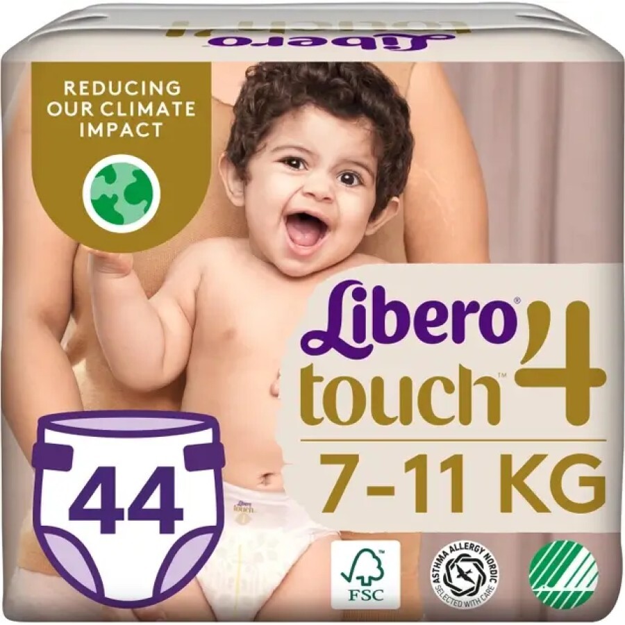 Подгузники Libero Touch размер 4 (7-11 кг), 44 шт: цены и характеристики