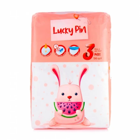 Підгузки LuckyPin розмір 3, 4-9 кг, 56 шт: ціни та характеристики