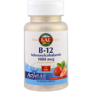 Витамин B12 Adenosylcobalamin KAL вкус клубники 1000 мкг 90 микротаблеток