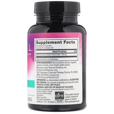 Гіалуронова кислота Hyaluronic Acid 100 мг Neocell 60 капсул: ціни та характеристики