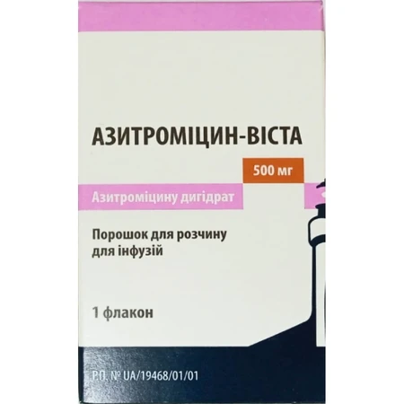 Азитромицин-виста пор. д/р-ра д/инф. 500 мг фл.: цены и характеристики
