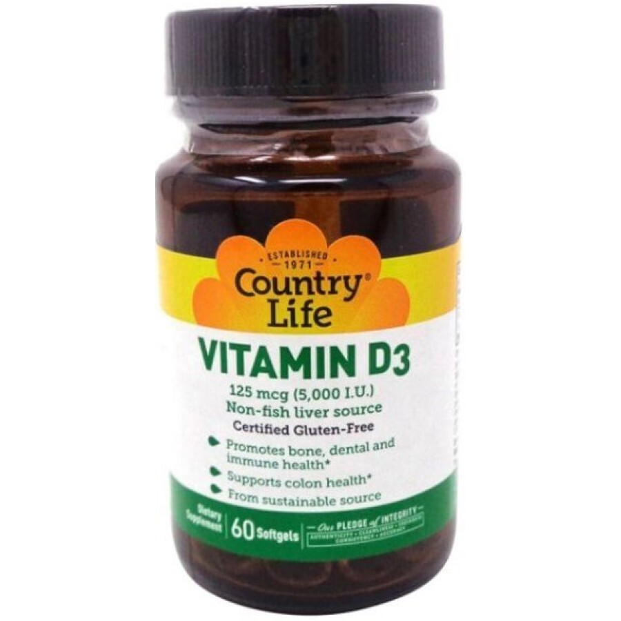 Витамин Д3 5000 МЕ Country Life капсулы мягкие, №60: цены и характеристики