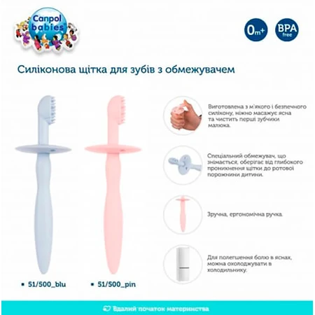 Зубная щетка 51/500_blu с ограничителем, силиконовая, голубая: цены и характеристики