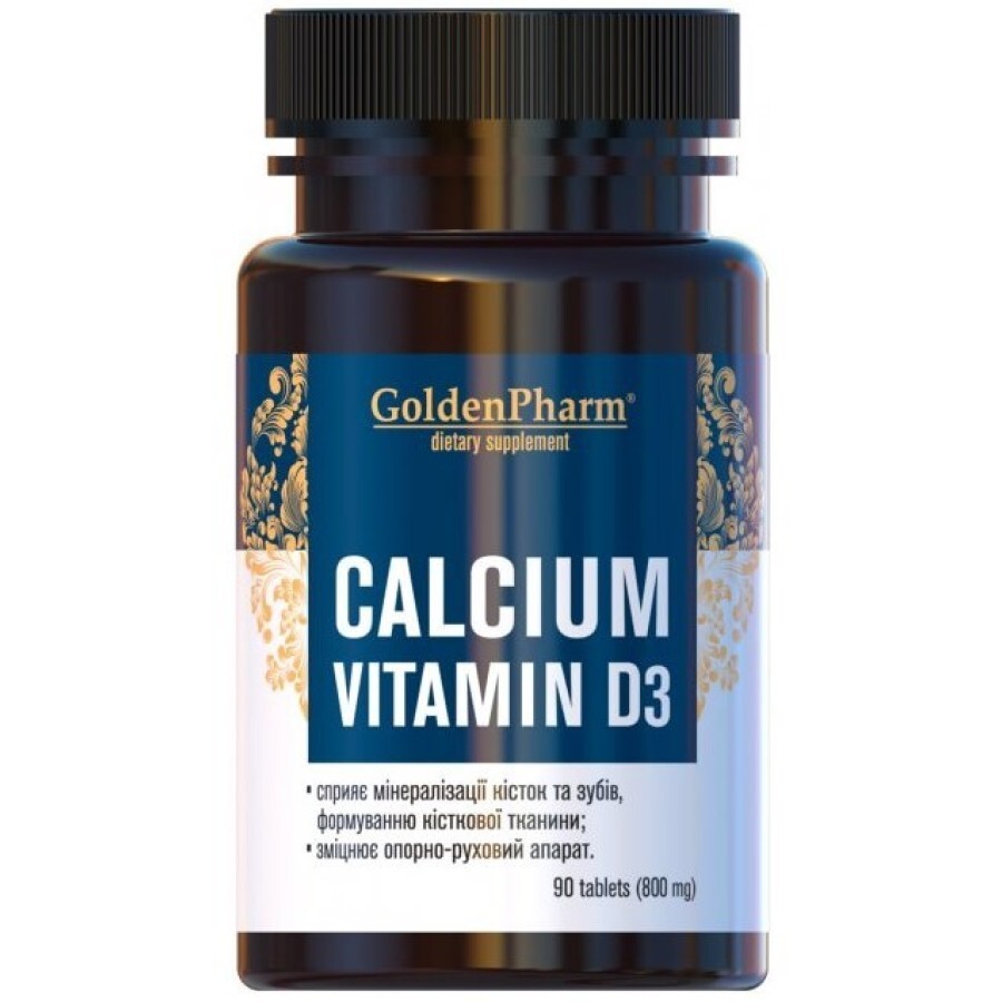 Кальцій D3 Голден-Фарм 800 мг, 90 капсул: ціни та характеристики