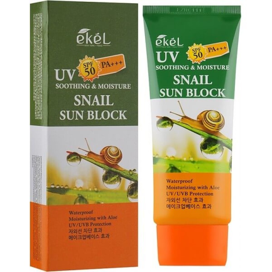 Крем для обличчя Ekel UV Snail Sun Block з муцином равлика сонцезахисний SPF 50+/PA+++, 70 мл: ціни та характеристики
