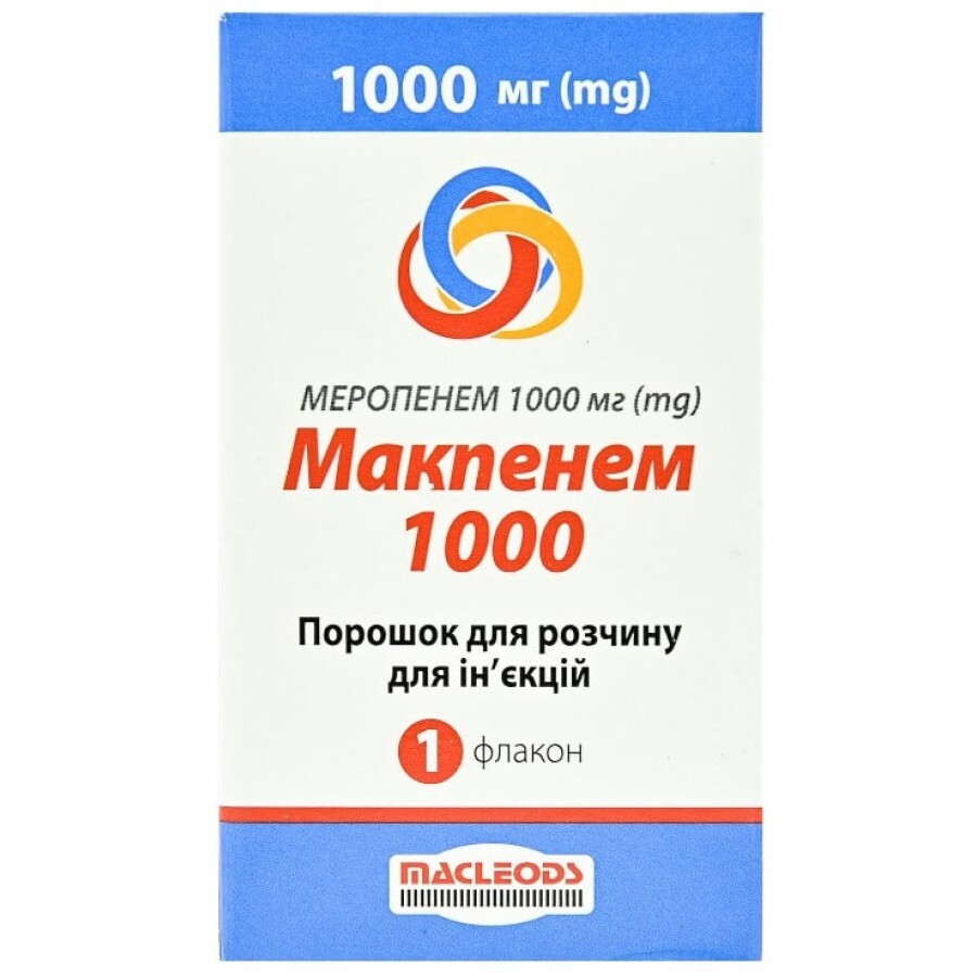 Макпенем 1000 порошок для раствора для инъекций 1000 мг флакон: цены и характеристики