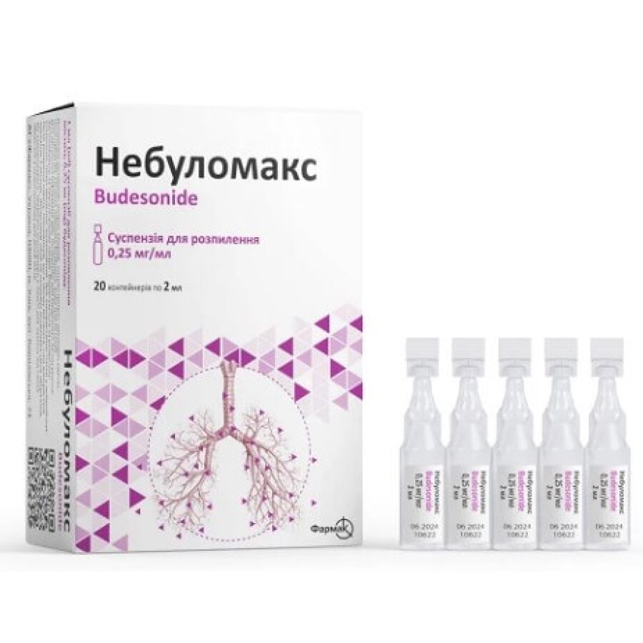 Небуломакс 0,25 мг/мл суспензия для распыления контейнер 2 мл, №20: цены и характеристики