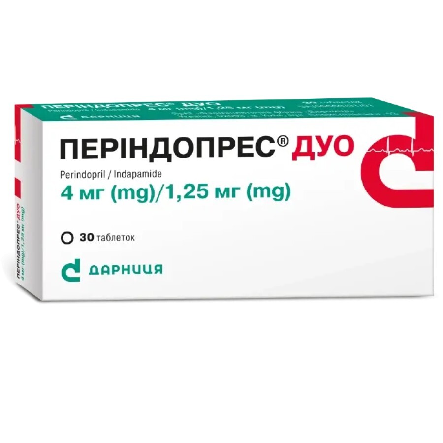 Периндопрес Дуо табл. 4 мг/1,25 мг блистер №30: цены и характеристики