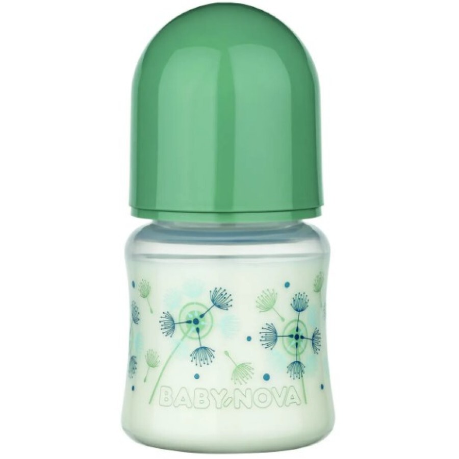 Пляшечка пластикова Baby-Nova Декор, широке горлишко,150 мл, зелена: ціни та характеристики