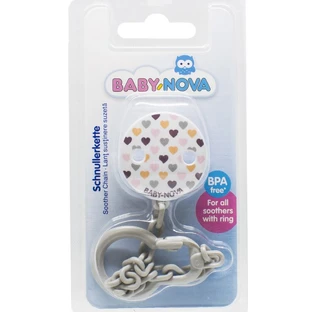 Прищіпка з ланцюжком для пустушки Baby-nova Серце