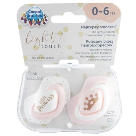 Пустушка Canpol babies Royal baby 22/650_pin силіконова, симетрична, 0-6 місяців, рожева, 2 шт.: ціни та характеристики