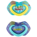 Пустушка Canpol babies Neon love (22 / 653_blu) силіконова симетрична 6-18 місяців, блакитна, 2 шт. 