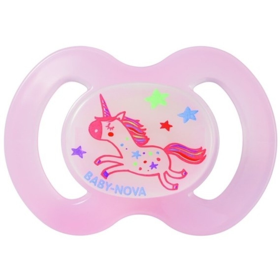 Пустушка Baby-Nova Good Night силіконова ортодонтальна, нічна, розмір 1, рожева: ціни та характеристики