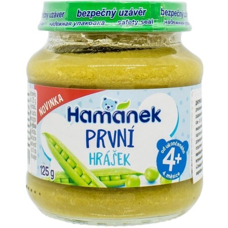Пюре овочеве дитяче Hamanek Перша ложка із зеленого горошку з 4-х місяців, 125 г