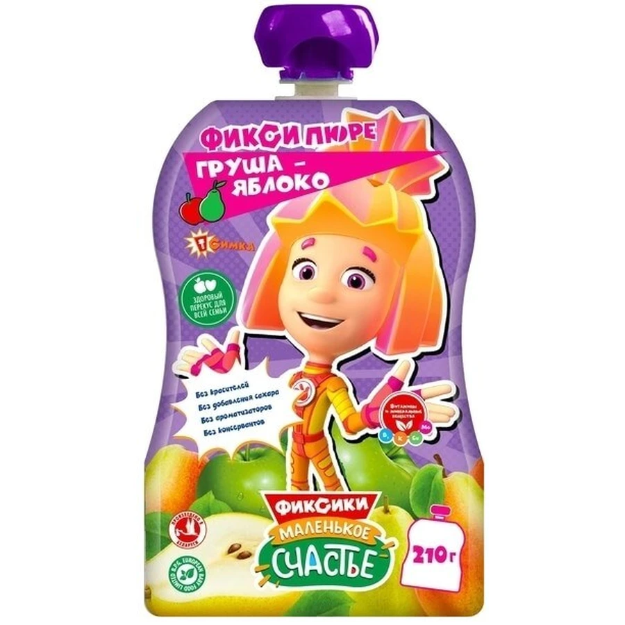 Пюре Фиксики Pouch Груша-яблоко, 210 г: цены и характеристики