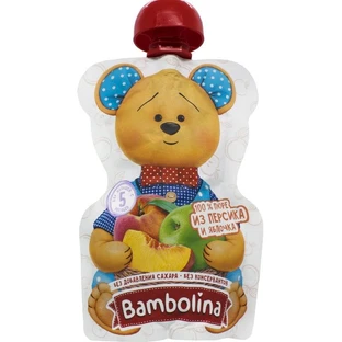 Фруктовое пюре Bambolina Яблоко-персик, пауч, 90 г
