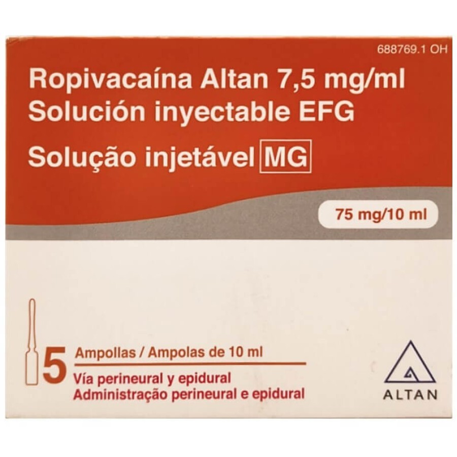Ропивакаин-виста р-р д/ин. 7,5 мг/мл амп. 10 мл №5