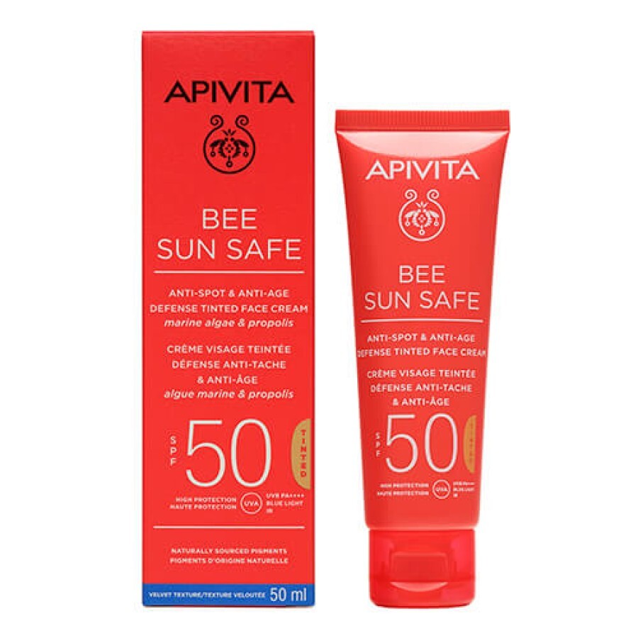 Солнцезащитный крем для лица Apivita Bee Sun Safe против пигментации с оттенком SPF50, 50 мл: цены и характеристики