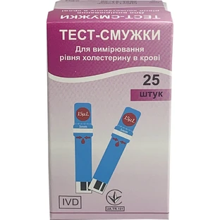 Тест-полоски для измерения уровня холестерина в крови EasyTouch, 25 шт.