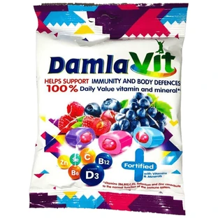 Цукерки Tayas Damla Vit з фруктовим наповнювачем, вітамінами та мінералами, 90 г