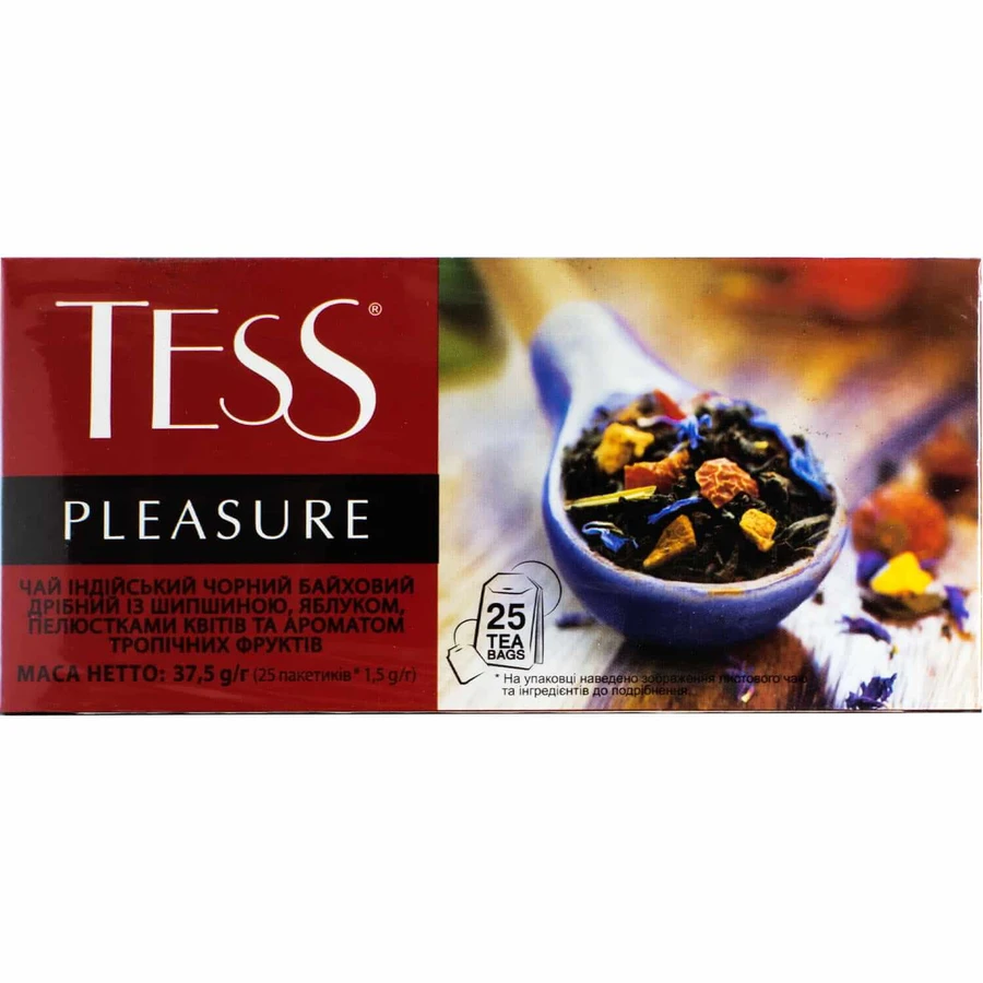 Чай чорний TESS, PLEASURE фільтр-пакет 1,5 г №25: ціни та характеристики