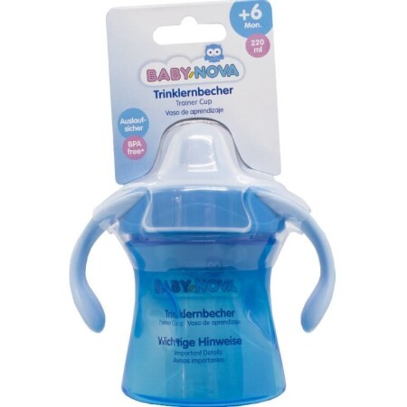 Чашка Baby-Nova обучающая с ручками 220 мл, голубая
