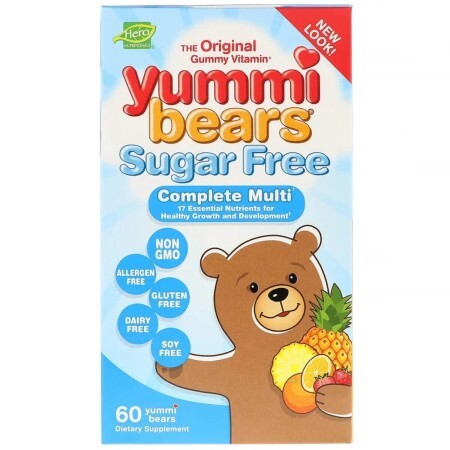 Мультивітаміни для дітей Complete Multi Sugar Free Yummi Bears Hero Nutritional Products 60 желейних ведмедиків