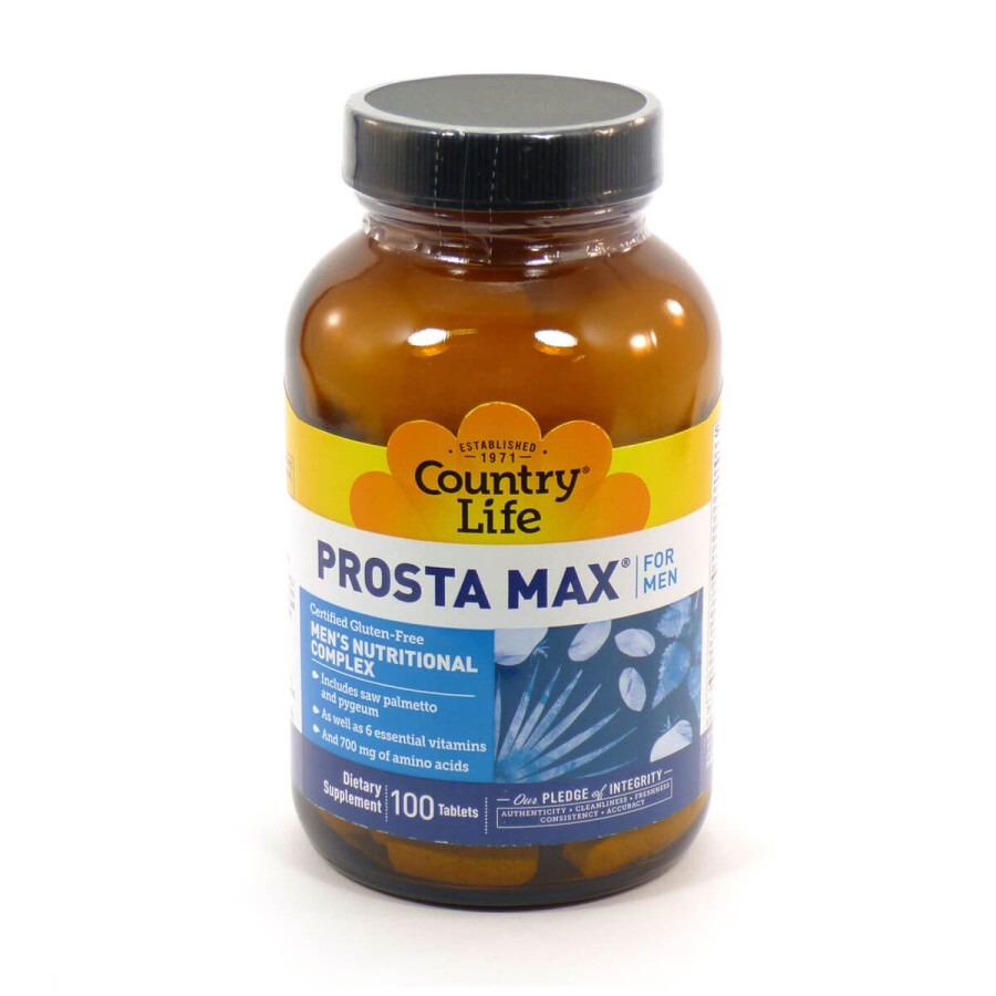 Комплекс для здоровья и поддержки функции простаты Prosta Max For Men Country Life 100 таблеток: цены и характеристики