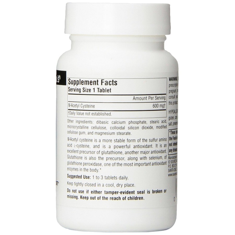 NAC (N-Ацетил-L-Цистеин) 600 мг Source Naturals 60 таблеток: цены и характеристики