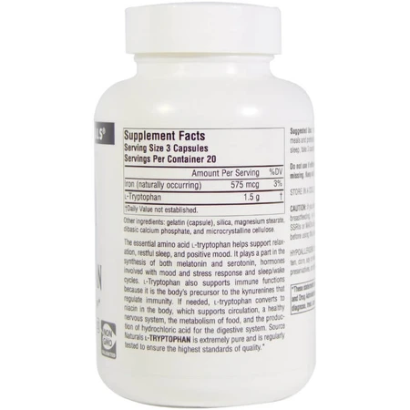L-Триптофан 500мг Source Naturals 60 капсул: цены и характеристики