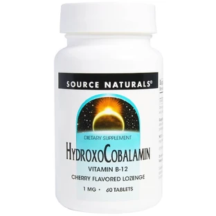 Вітамін B12 1 мг Гідроксокобаламін смак вишні Hydroxocobalamin Source Naturals 60 таблеток