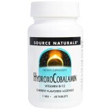 Витамин B12 1 мг Гидроксокобаламин вкус вишни Hydroxocobalamin Source Naturals 60 таблеток