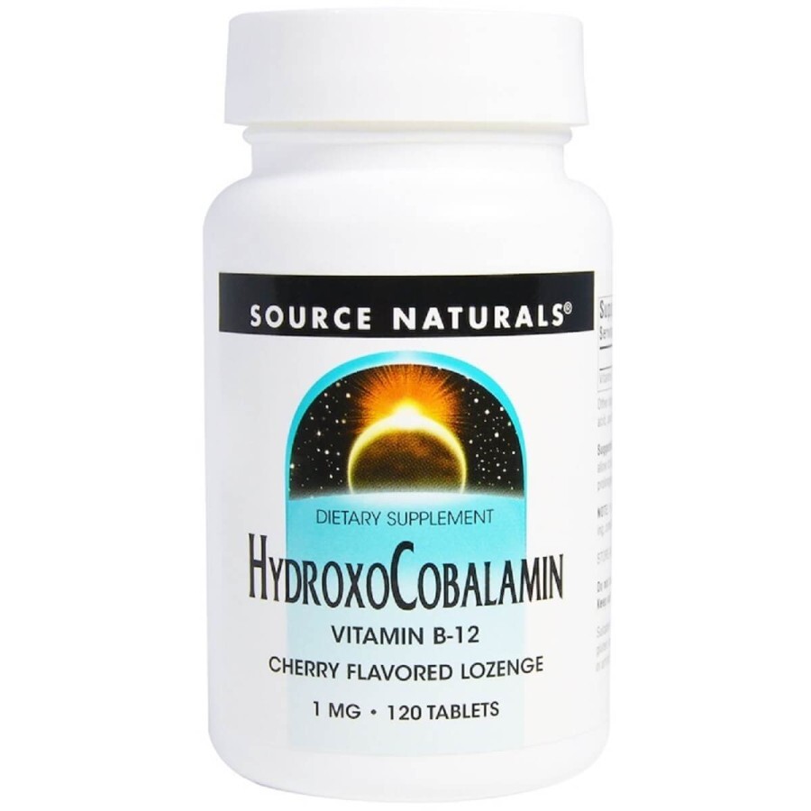 Витамин B12 1 мг Гидроксокобаламин вкус вишни Hydroxocobalamin Source Naturals 120 таблеток: цены и характеристики