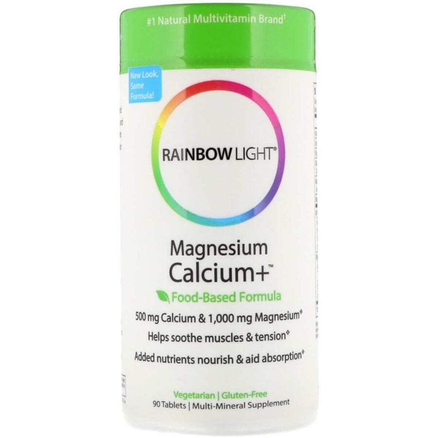 Магній Кальцій + Magnesium Calcium + Food-Based Formula Rainbow Light 90 таблеток: ціни та характеристики