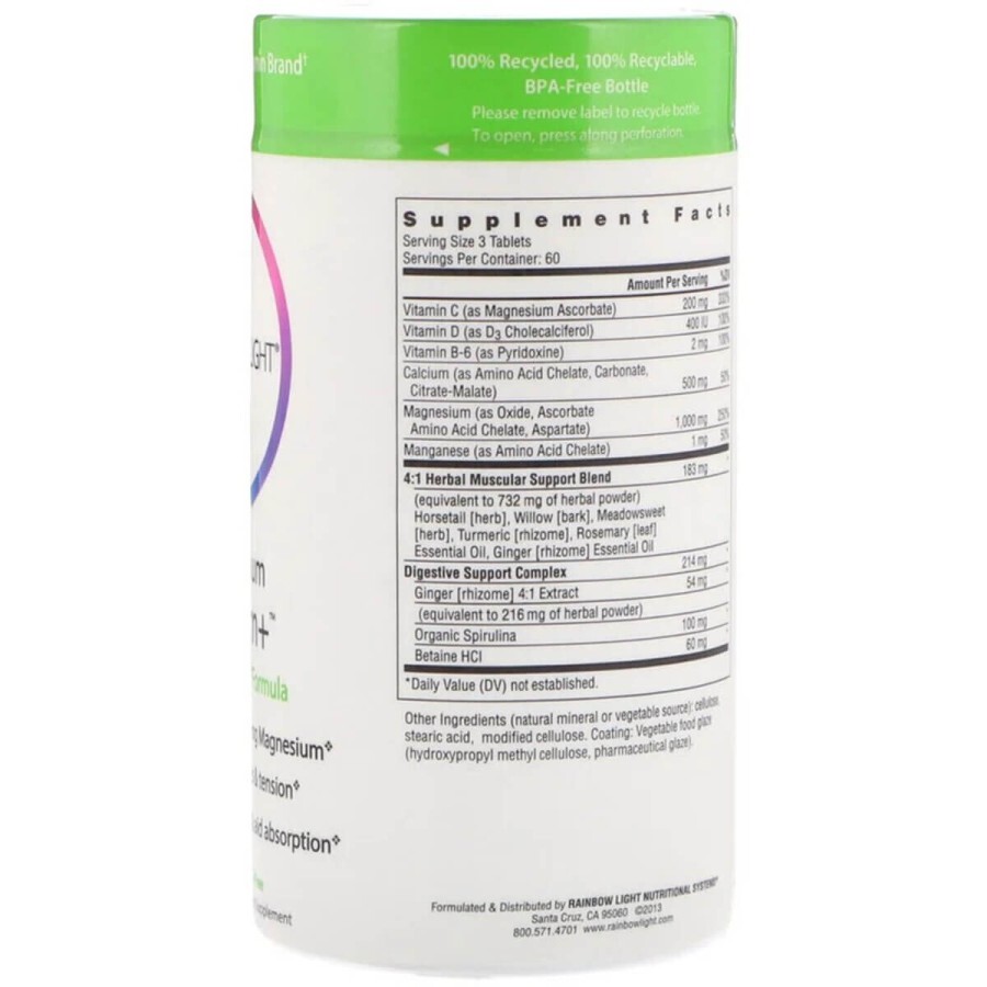 Магній Кальцій + Magnesium Calcium + Food-Based Formula Rainbow Light 90 таблеток: ціни та характеристики