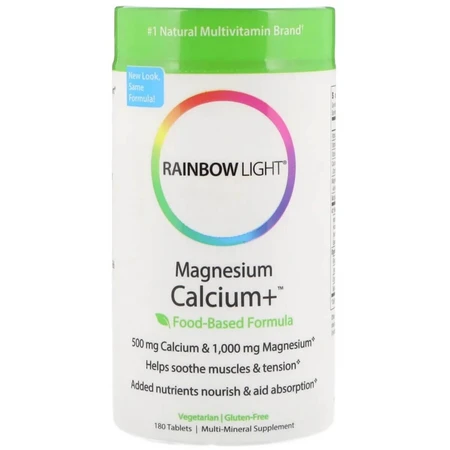 Магний Кальций + Magnesium Calcium+ Food-Based Formula Rainbow Light 180 таблеток: цены и характеристики