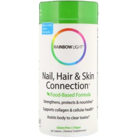 Вітаміни для нігтів волосся і шкіри Nail Hair & Skin Connection Food-Based Formula Rainbow Light 60 таблеток