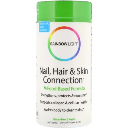 Вітаміни для нігтів волосся і шкіри Nail Hair & Skin Connection Food-Based Formula Rainbow Light 60 таблеток: ціни та характеристики